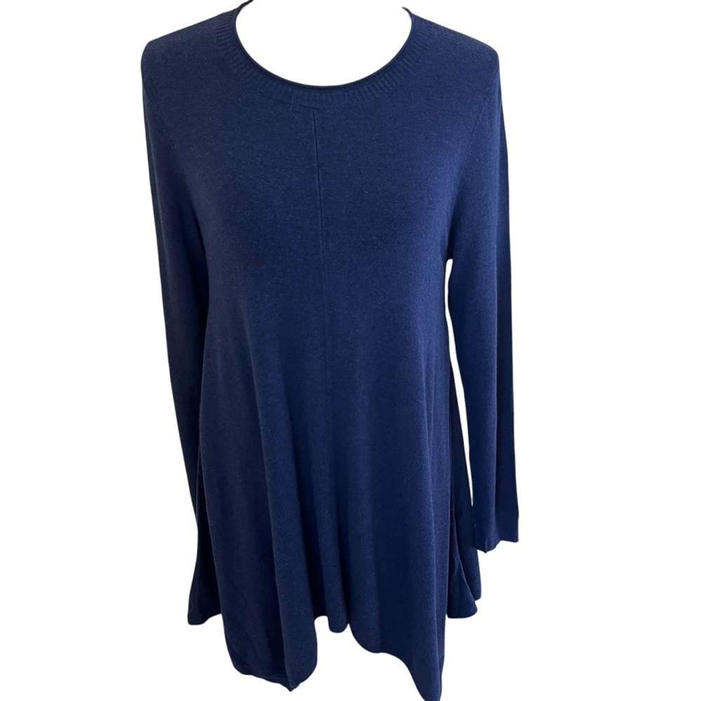 Eileen Fisher Blue Round Neck Long Sleeve Tunic S
